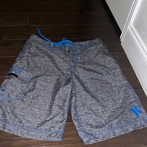 Hurley mens swim trunks grey with blue detailing